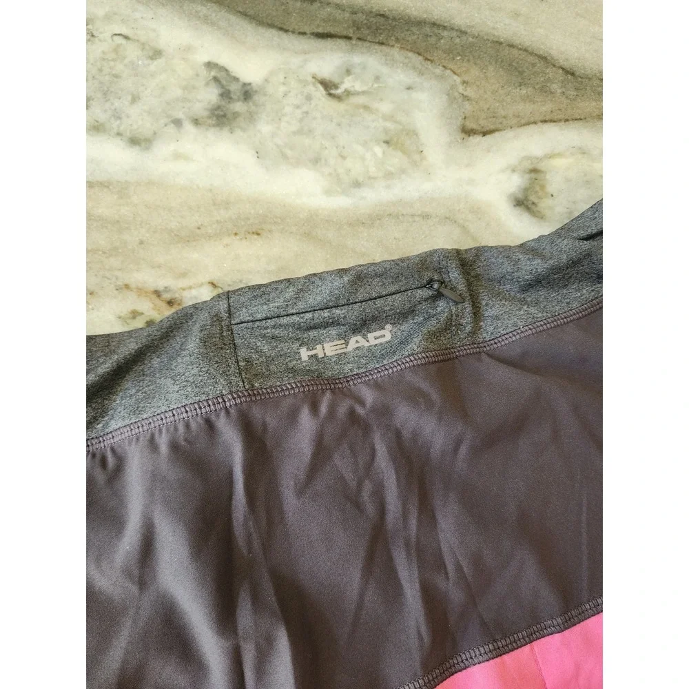 HEAD Womens Medium Gray Pink Pleated Athletic Tennis Skort with Pocket